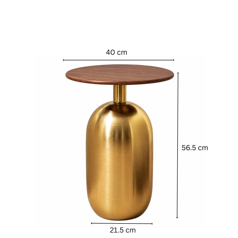 Bari Mango Wood & Metal Side Table Tall - Gold