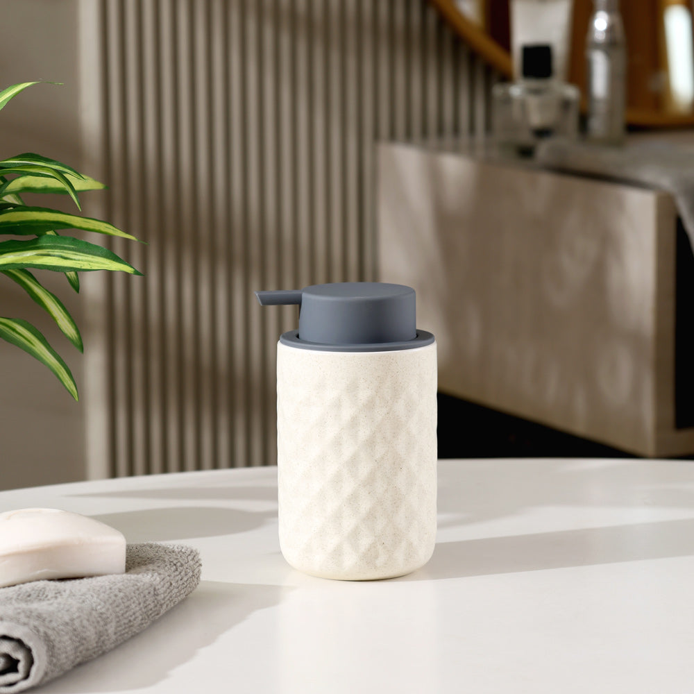 Barrel Soap Dispenser - Speckled White Grey