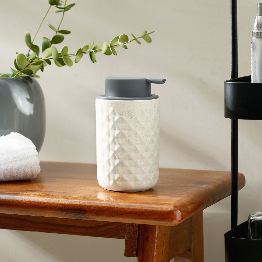 Barrel Soap Dispenser - Speckled White Grey