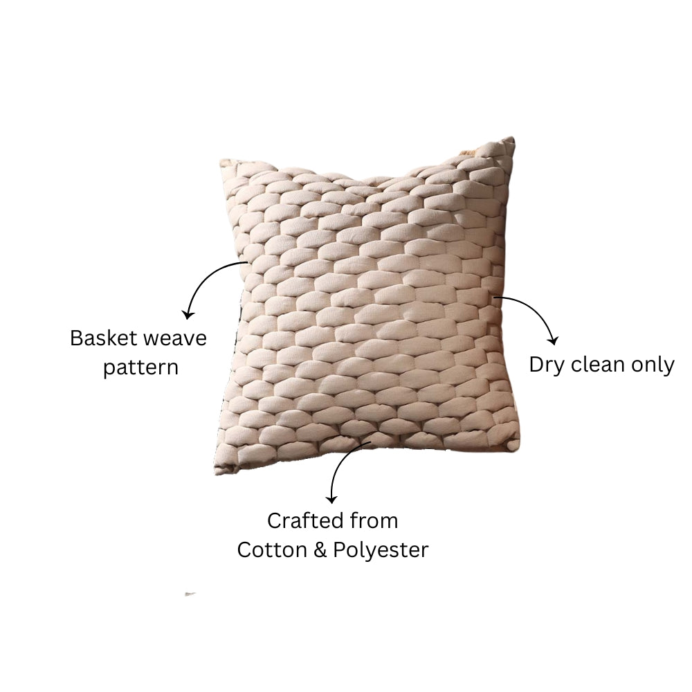Basket Weave Cotton Cushion Cover 45x45cm - Sand