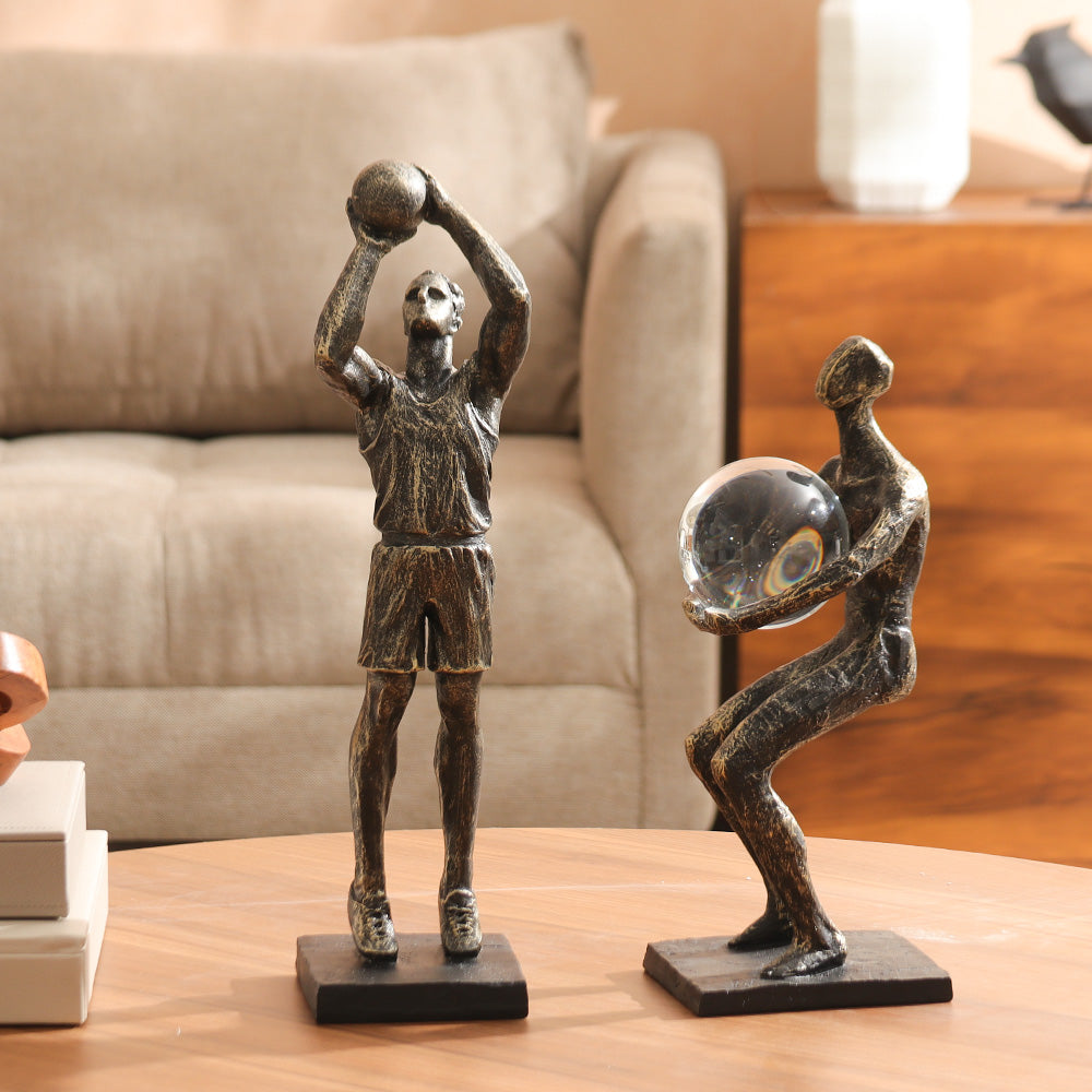 Basketball Player Sculpture Large - Charcoal Gold