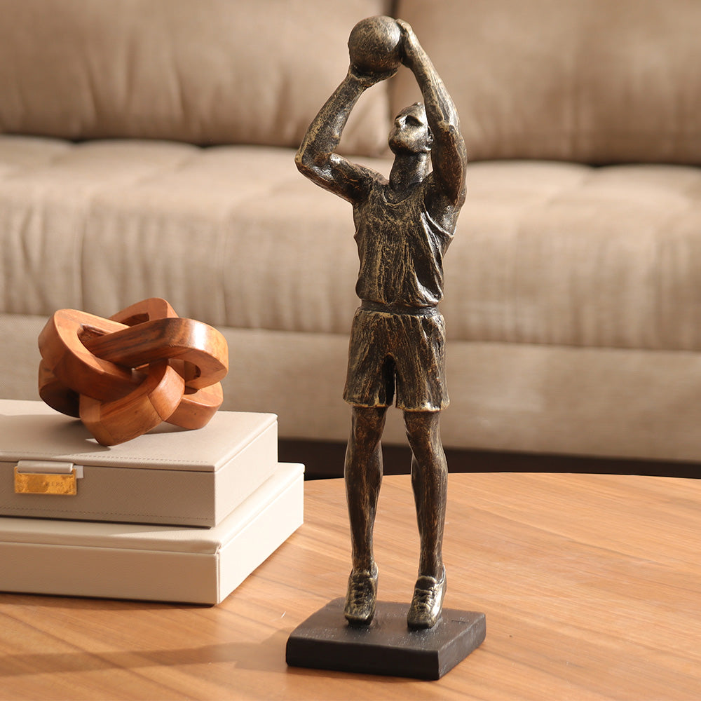 Basketball Player Sculpture Large - Charcoal Gold