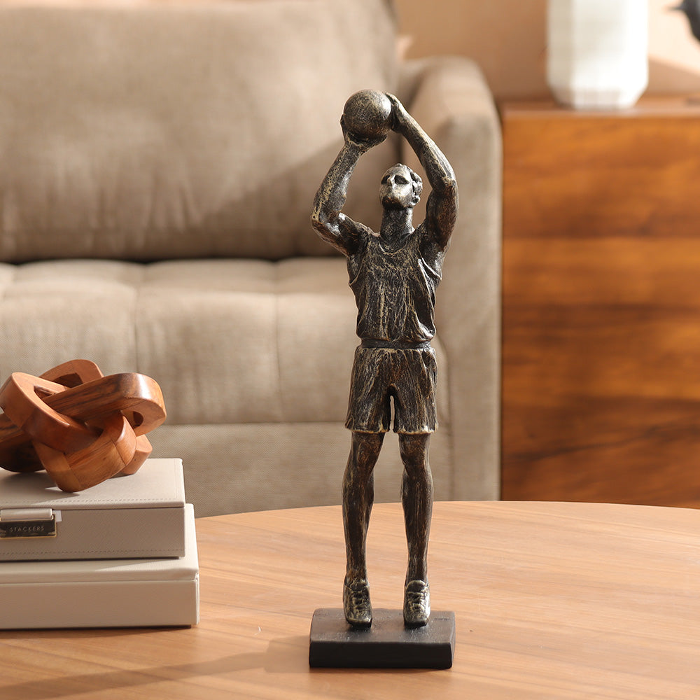 Basketball Player Sculpture Large - Charcoal Gold