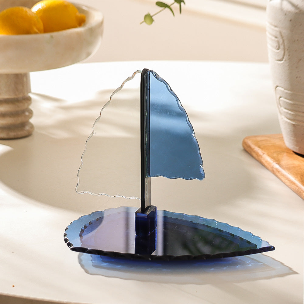 Bateau Glass Sculpture Medium - Clear Blue