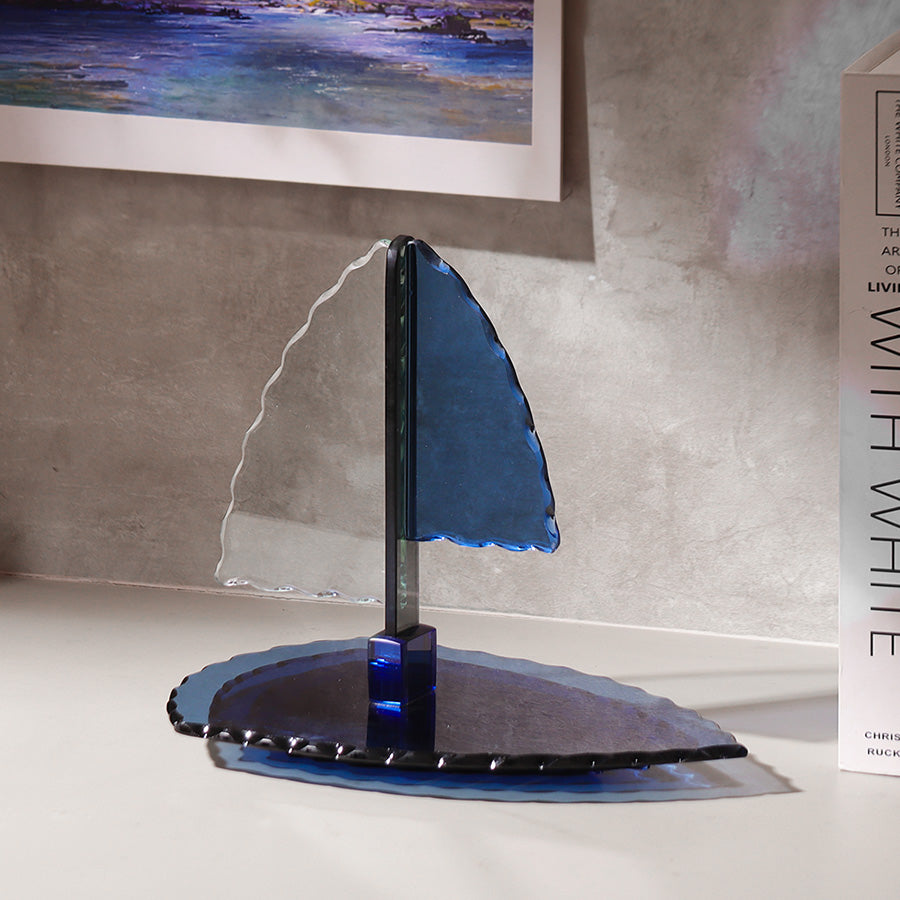 Bateau Glass Sculpture Medium - Clear Blue