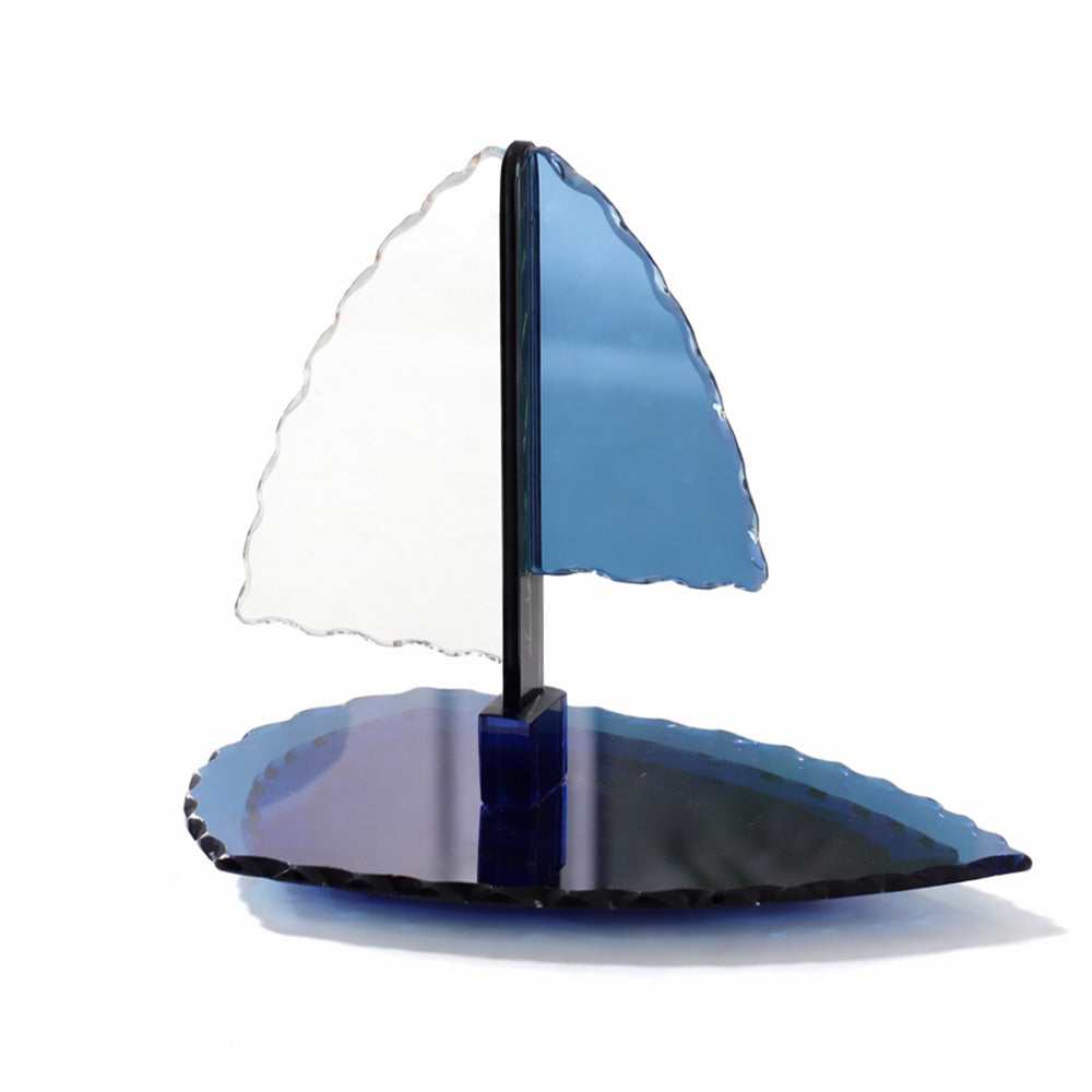 Bateau Glass Sculpture Medium - Clear Blue