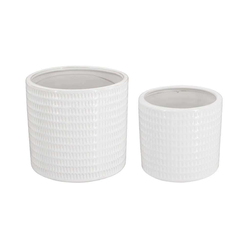 Batons Ceramic Planters, Set of 2 - Sandy White