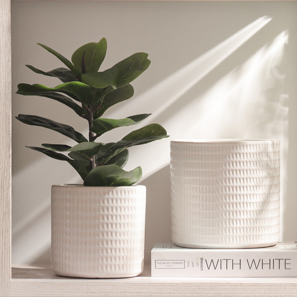 Batons Ceramic Planters, Set of 2 - Sandy White