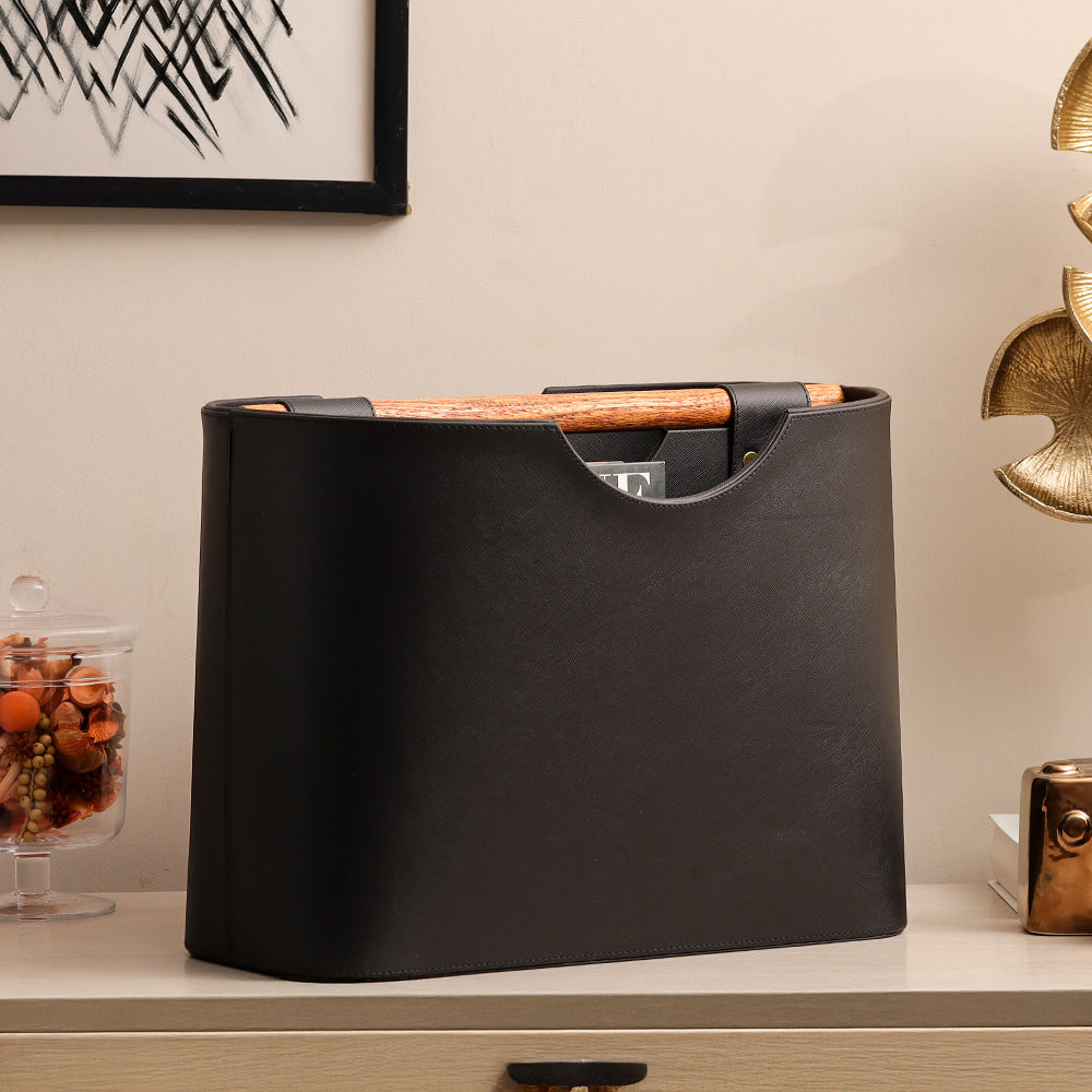 Beacon Magazine Holder with Handle - Black Natural