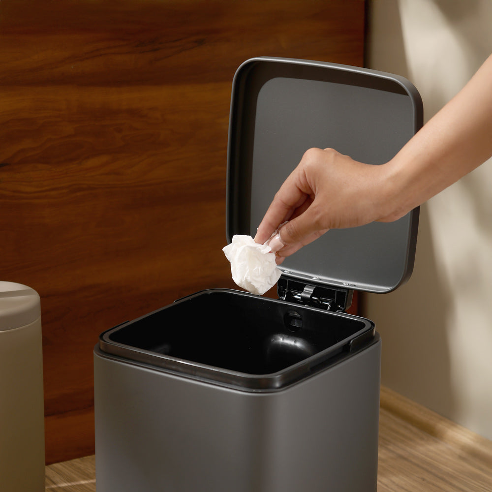 Beck Square Pedal Bin 6L - Dark Grey