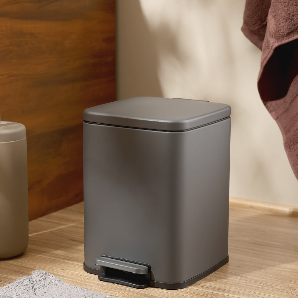 Beck Square Pedal Bin 6L - Dark Grey