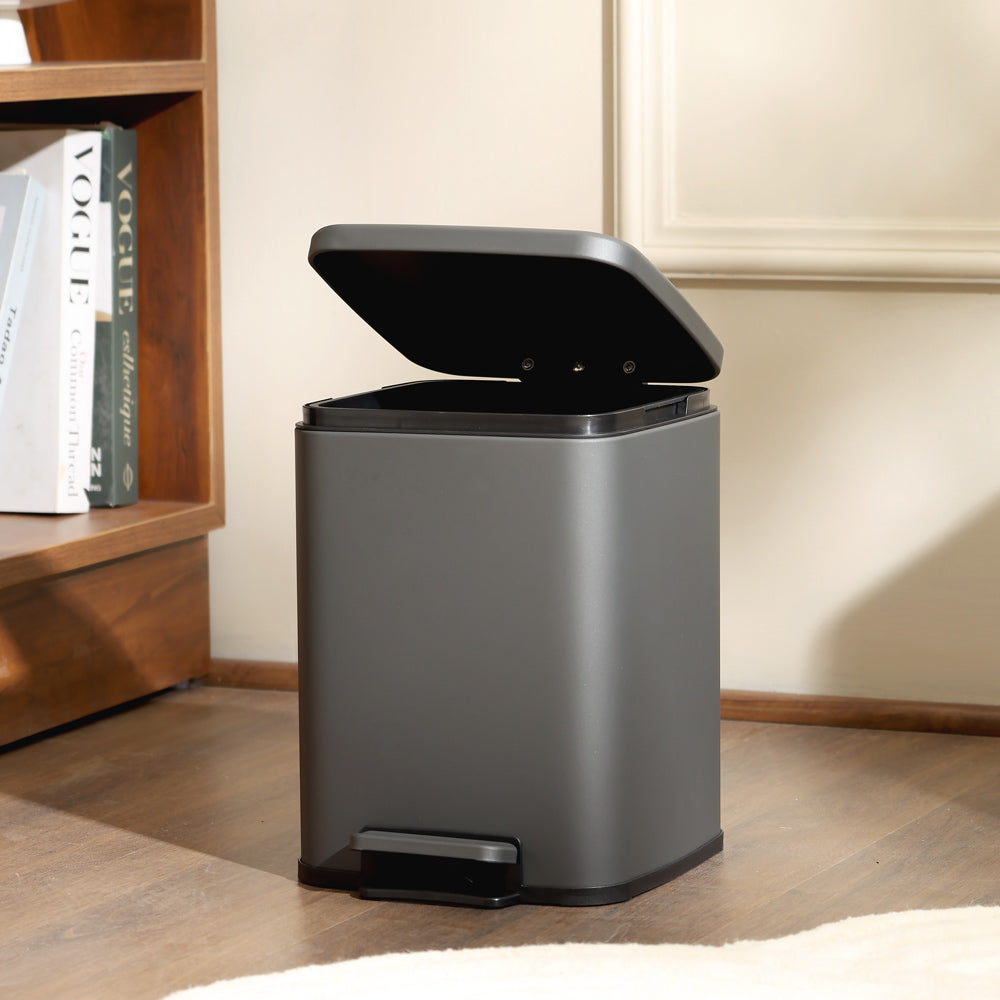 Beck Square Pedal Bin 6L - Dark Grey