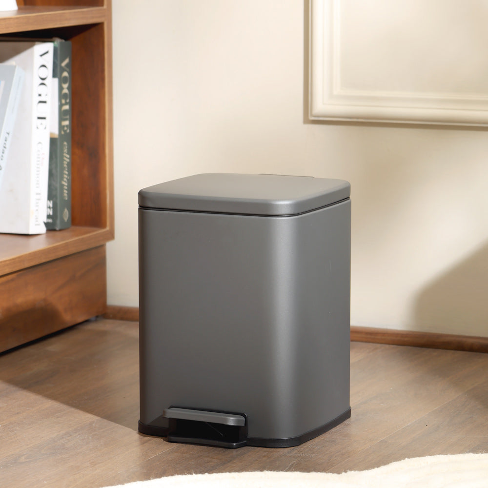 Beck Square Pedal Bin 6L - Dark Grey