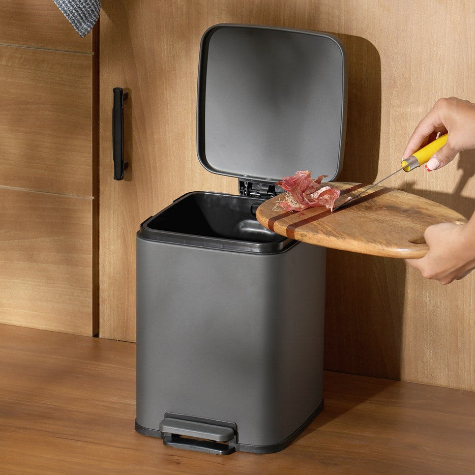 Beck Square Pedal Bin 6L - Dark Grey