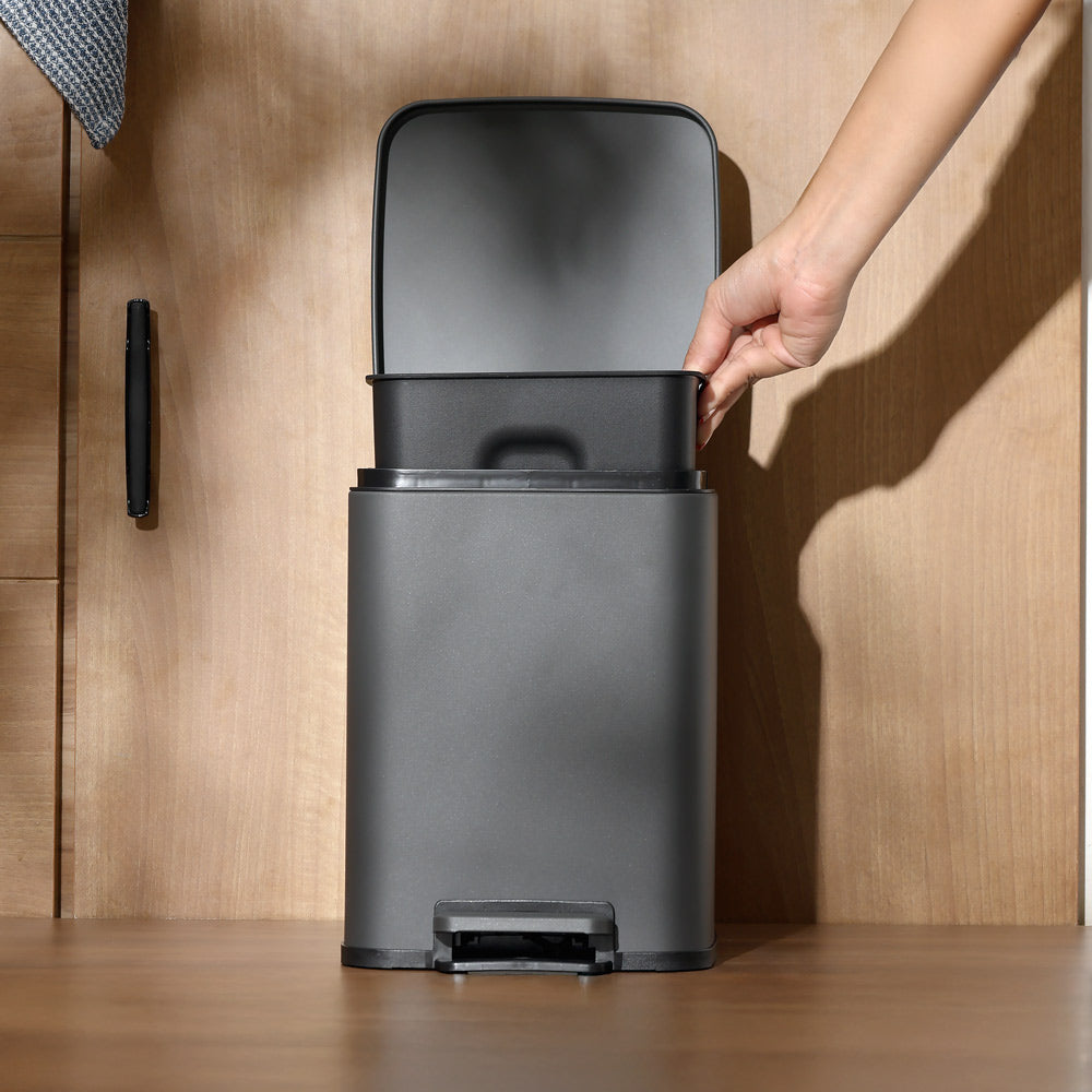 Beck Square Pedal Bin 6L - Dark Grey