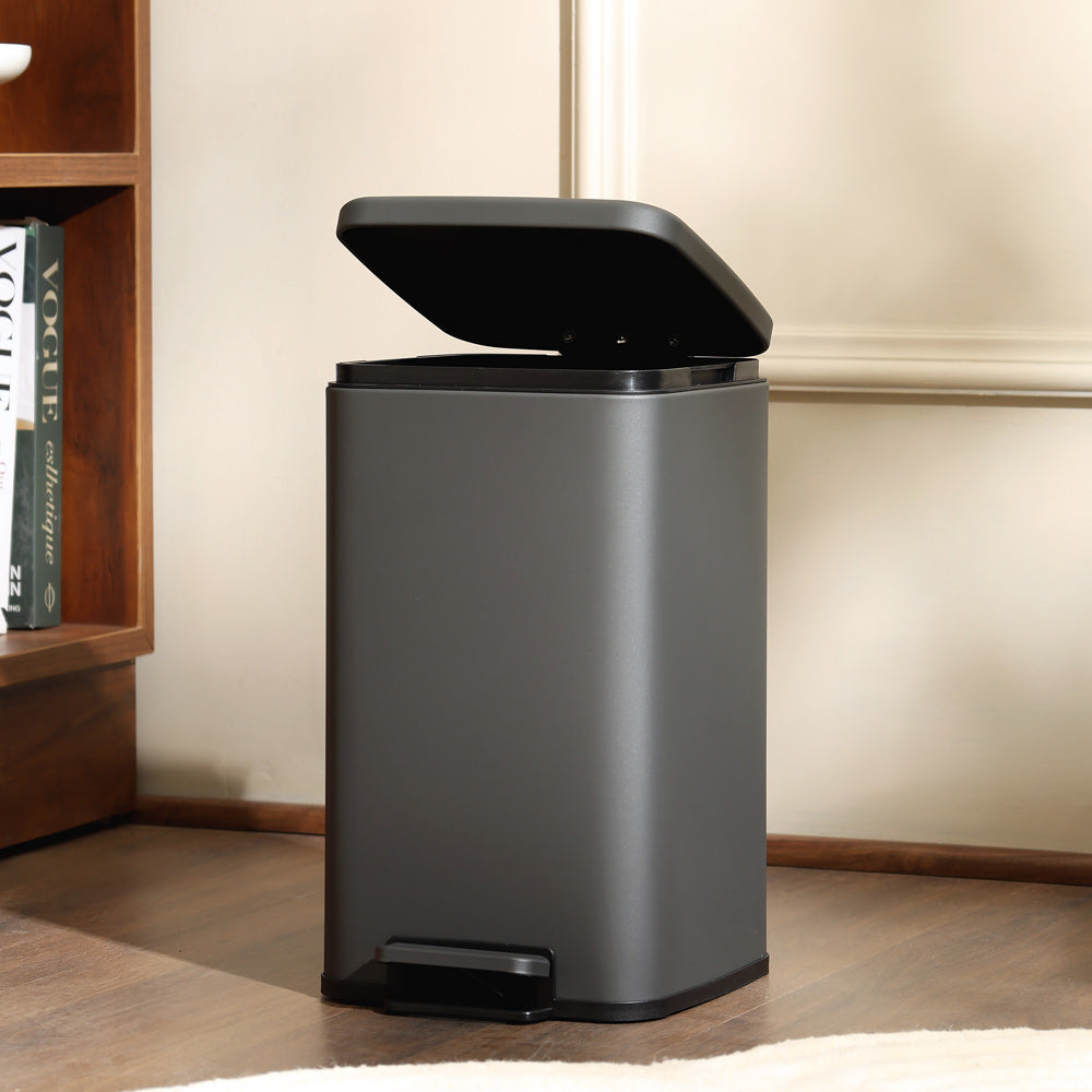 Beck Square Pedal Bin 8L - Dark Grey