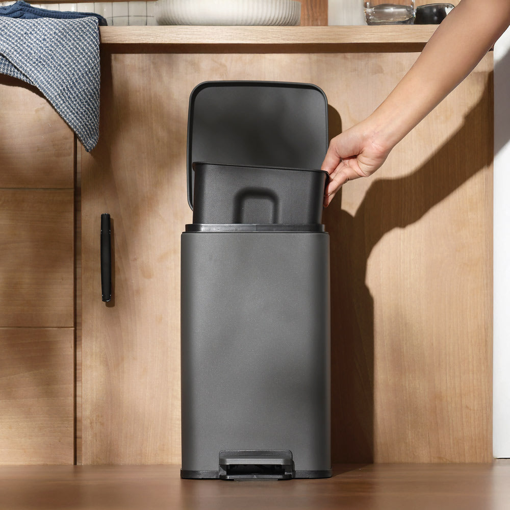 Beck Square Pedal Bin 8L - Dark Grey