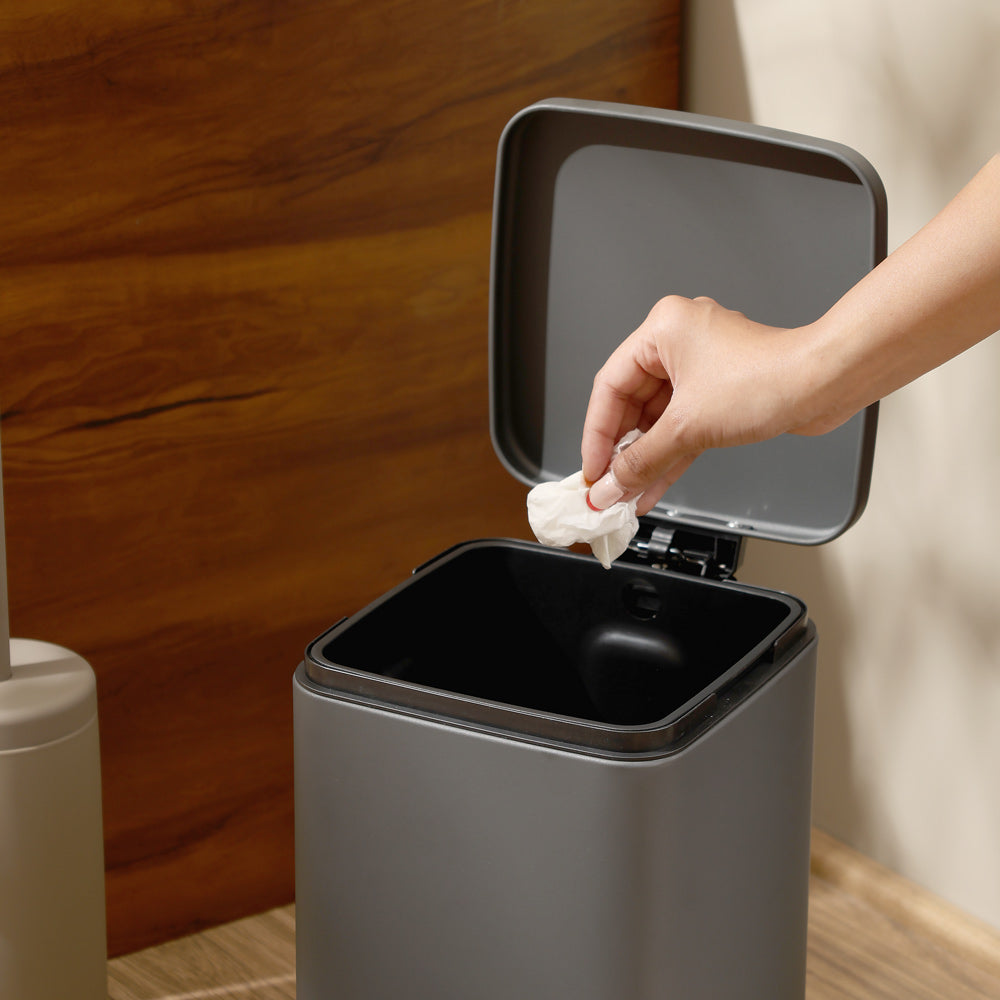Beck Square Pedal Bin 8L - Dark Grey