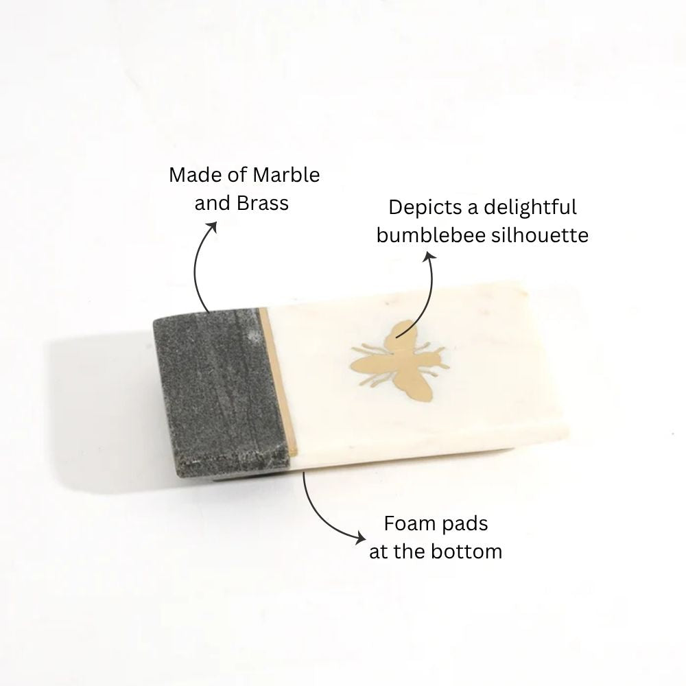 Bee Gold Inlay Marble Soap Dish - Monochrome