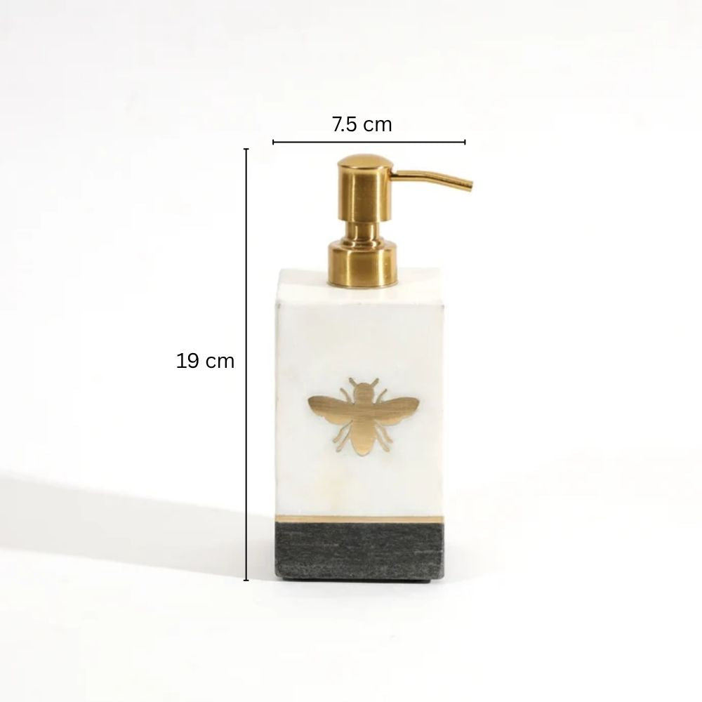 Bee Gold Inlay Marble Soap Dispenser - Monochrome