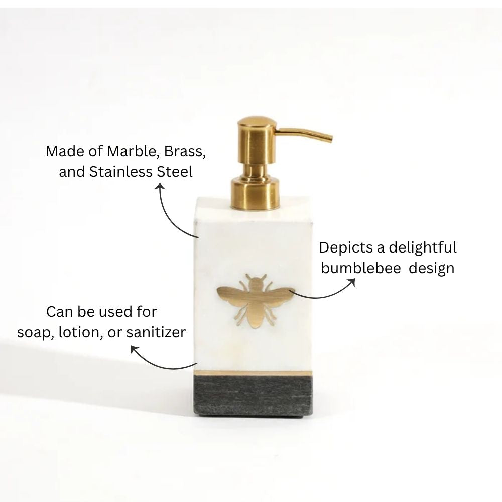 Bee Gold Inlay Marble Soap Dispenser - Monochrome