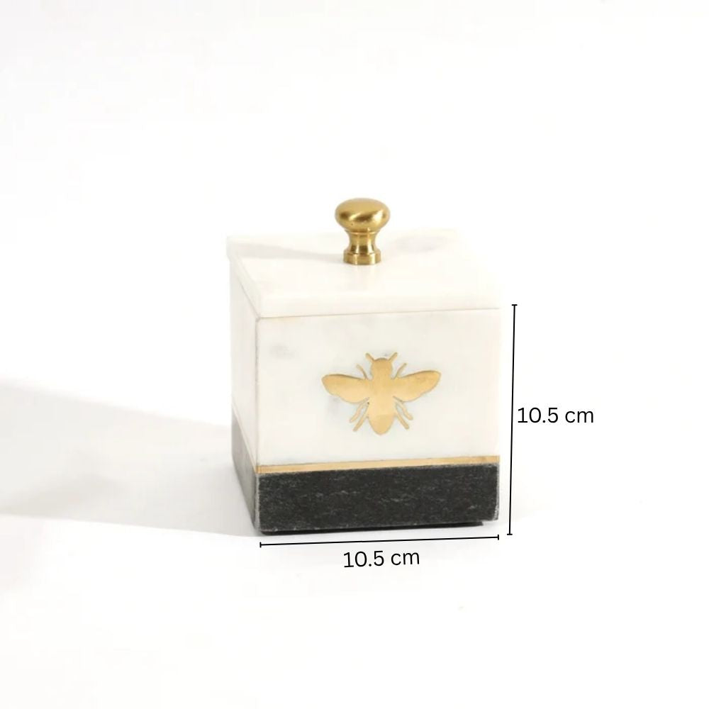 Bee Gold Inlay Marble Storage Jar - Monochrome