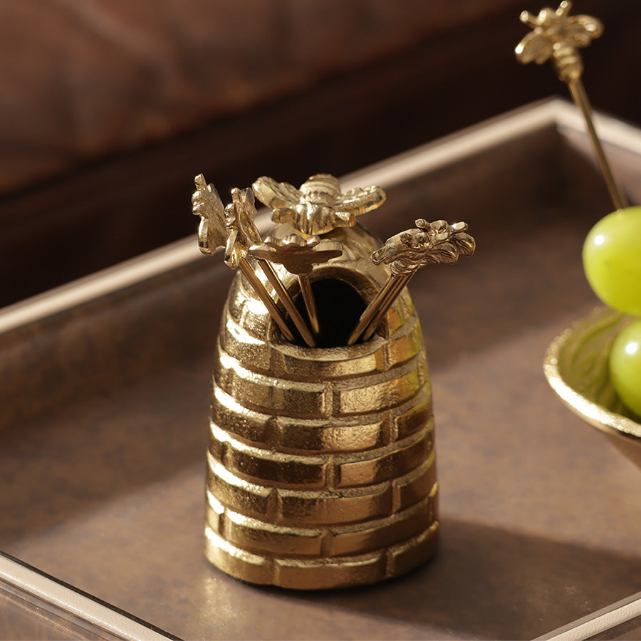 Beehive Metal Appetizer Picks, Set of 6 - Gold