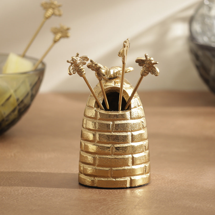 Beehive Metal Appetizer Picks, Set of 6 - Gold