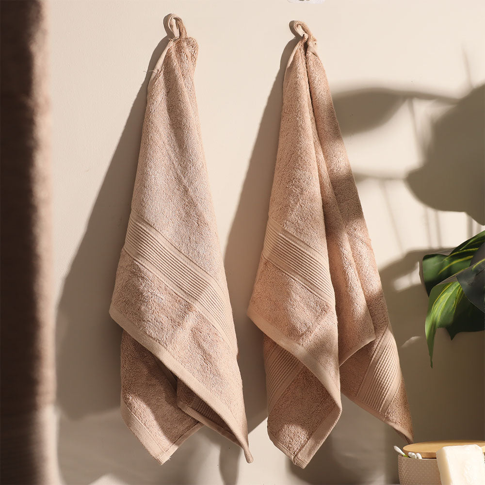 Belize Bamboo Hand Towels, Set of 2 - Beige