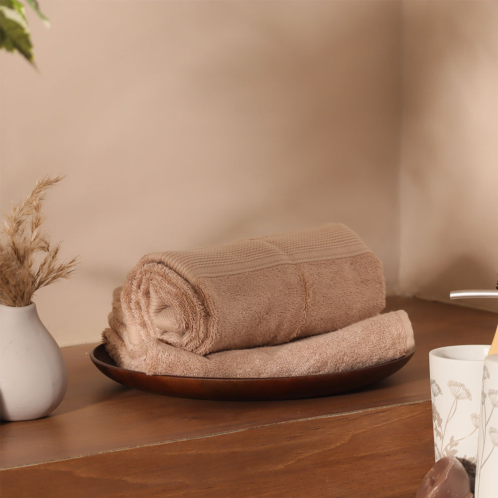 Belize Bamboo Face Towels, Set of 2 - Beige