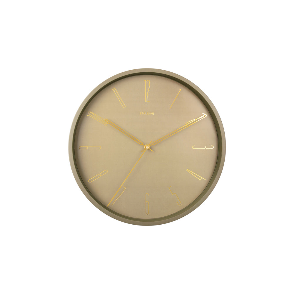 Belle Numbers Wall Clock 35cm - Moss Green