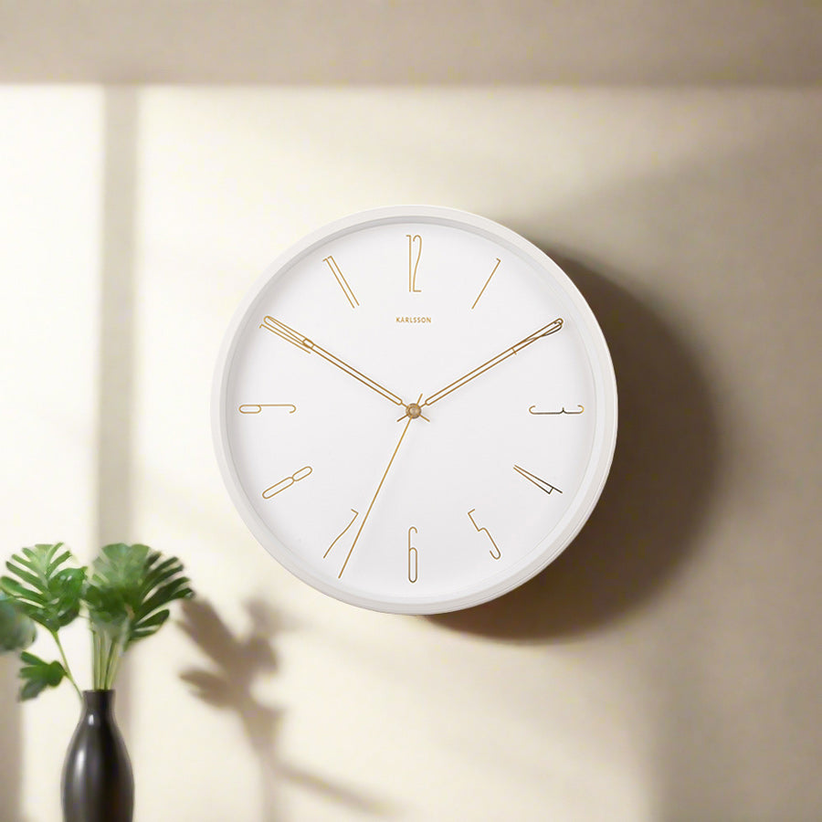 Belle Numbers Wall Clock 35cm - White