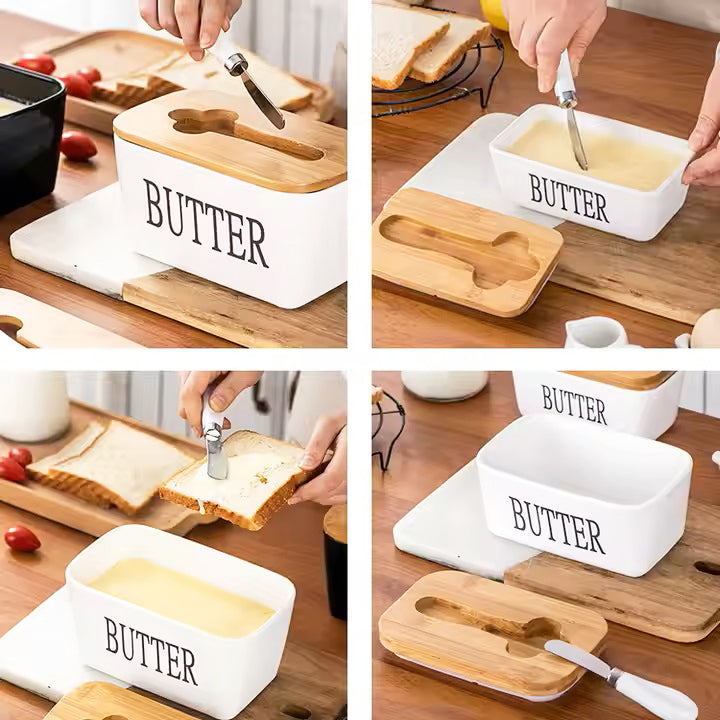 Culina Butter Dish with Spreader Large - White