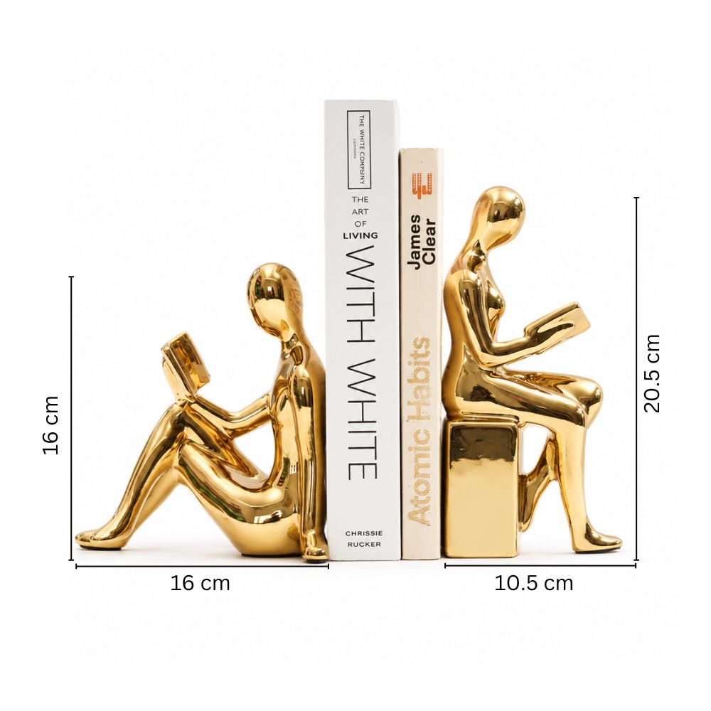Bibliophile Bookends, Set of 2 - Gold