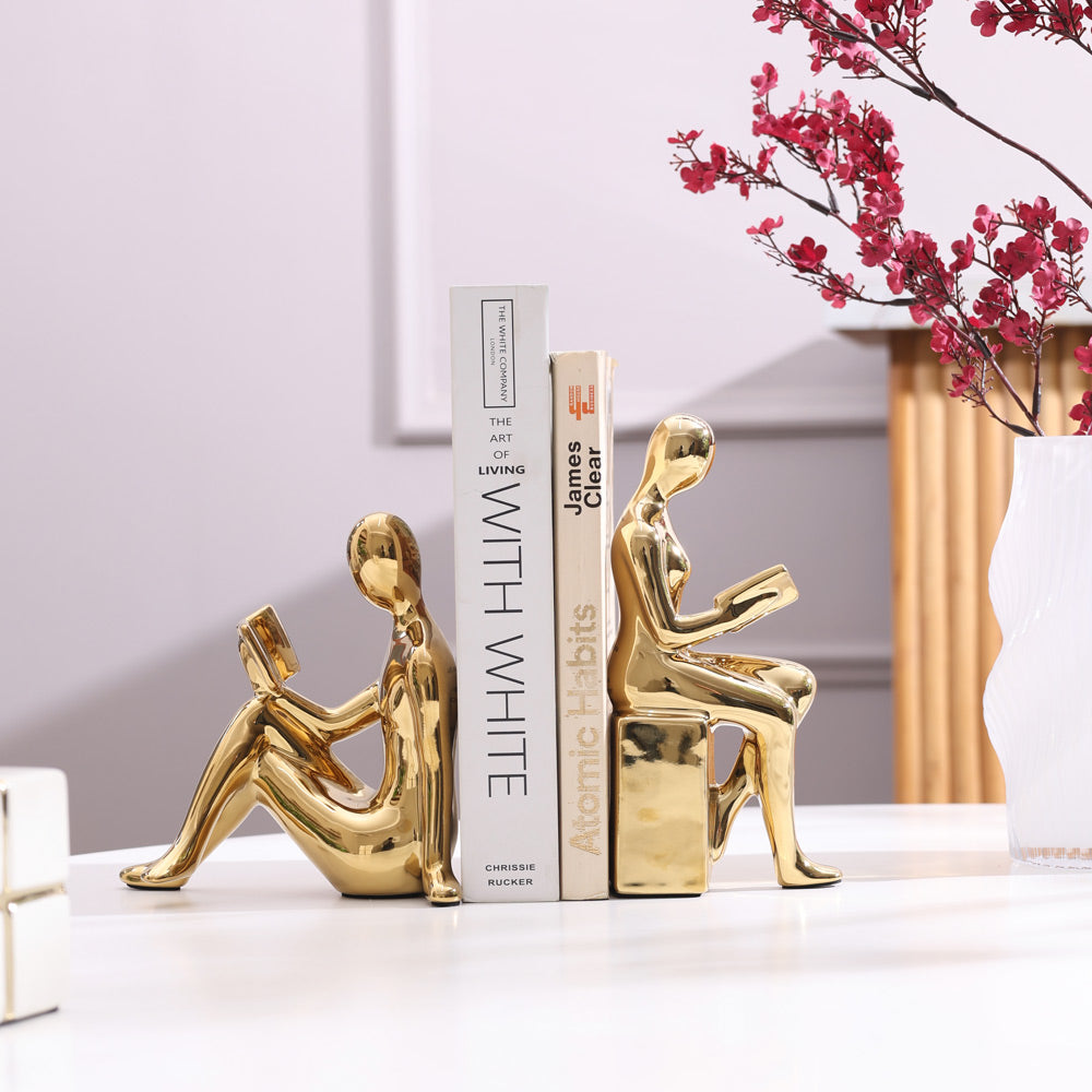 Bibliophile Bookends, Set of 2 - Gold