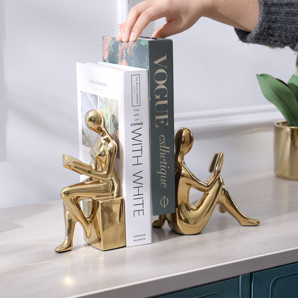 Bibliophile Bookends, Set of 2 - Gold