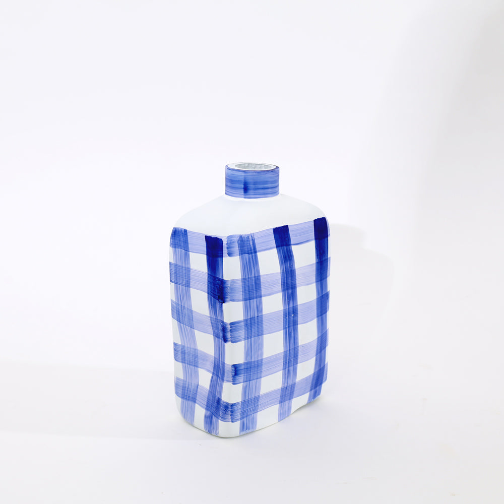 Bidon Handpainted Glass Vase Medium - Azure White