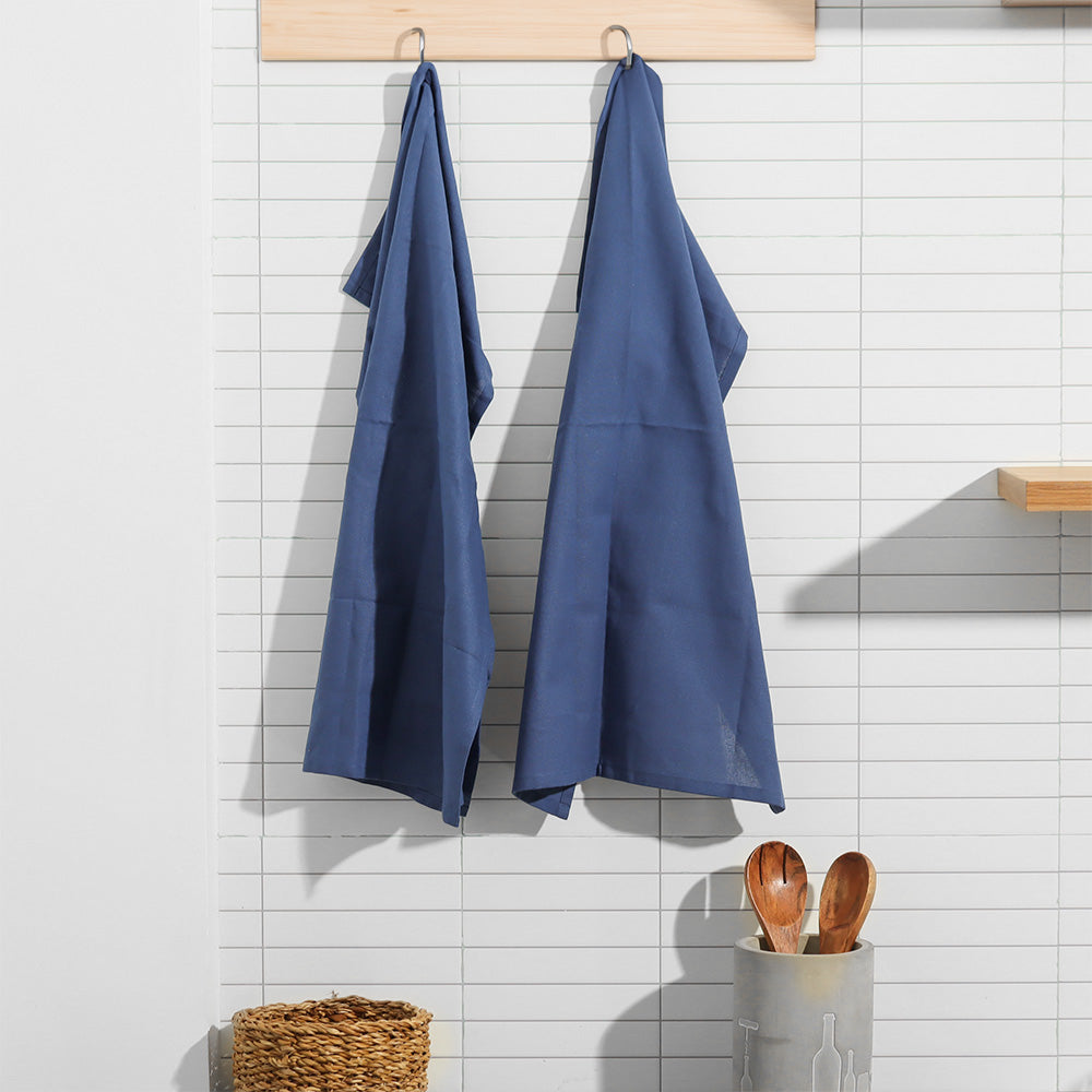 Hygge Cotton Kitchen Towels, Set of 2 - Blue