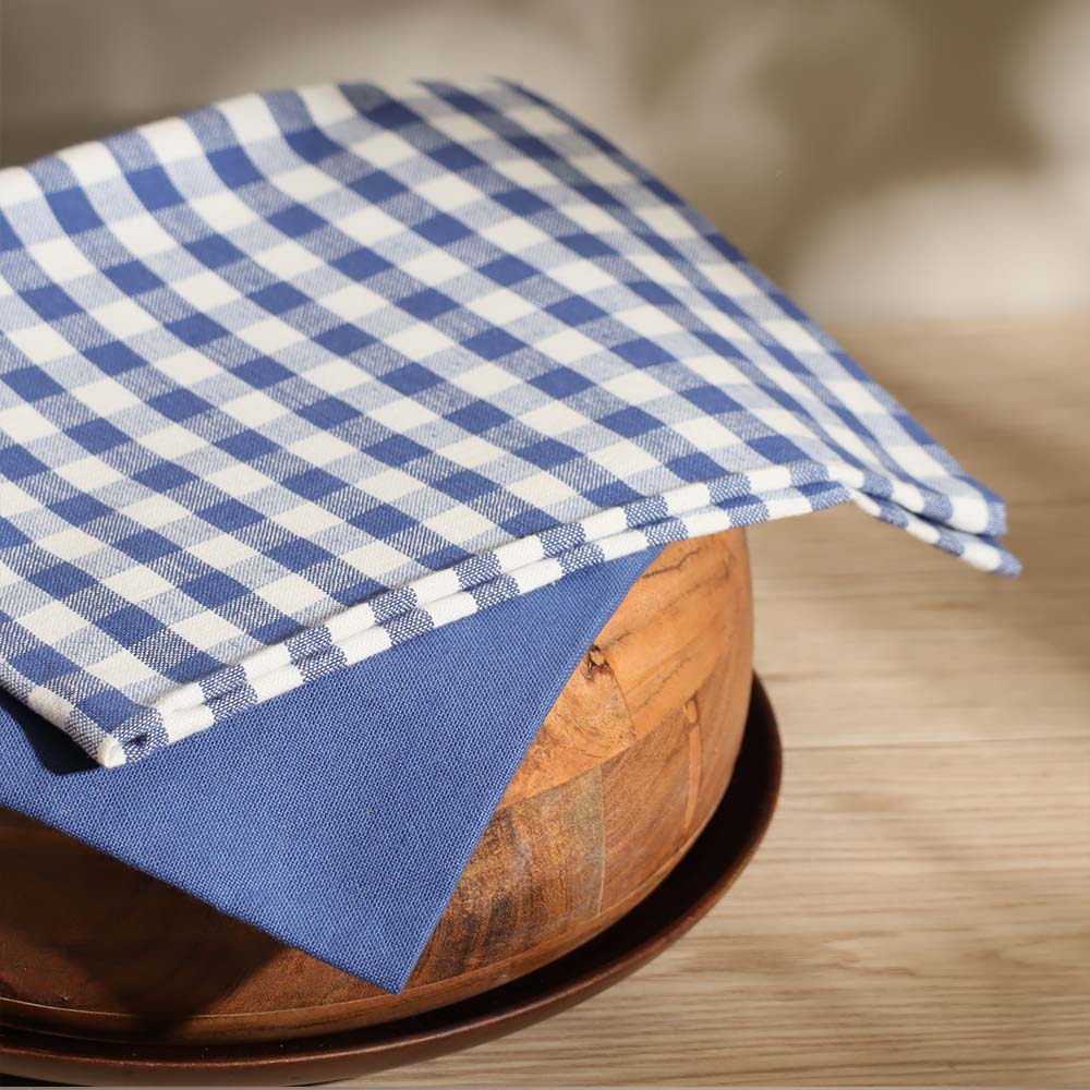 Hygge Cotton Kitchen Towels, Set of 2 - Checks & Blue