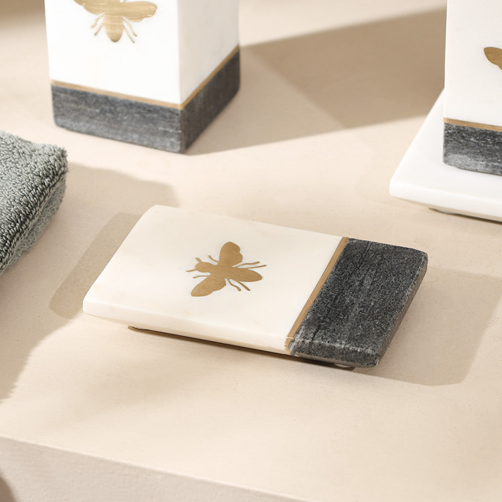 Bee Gold Inlay Marble Soap Dish - Monochrome