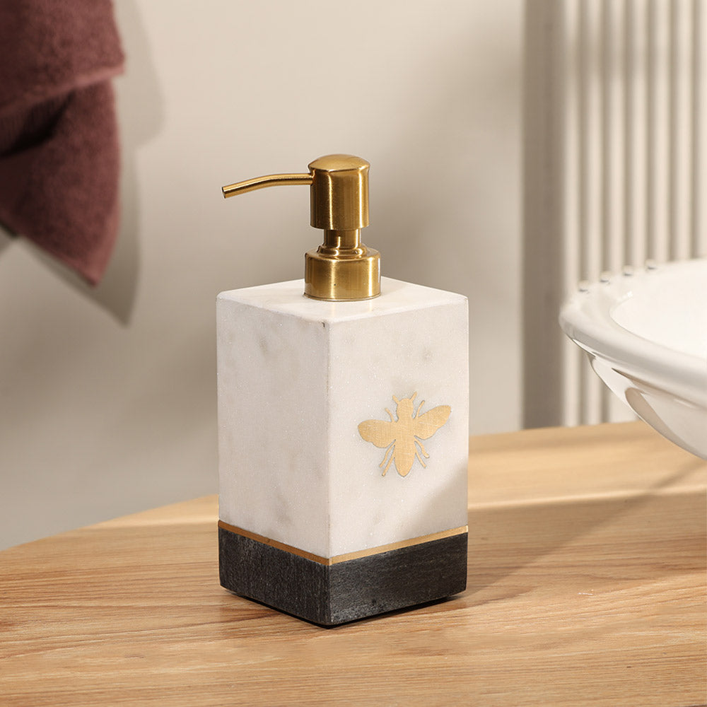 Bee Gold Inlay Marble Soap Dispenser - Monochrome