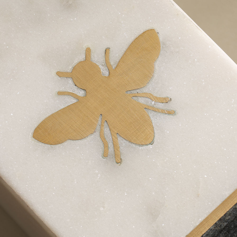 Bee Gold Inlay Marble Valet Tray Medium - Monochrome