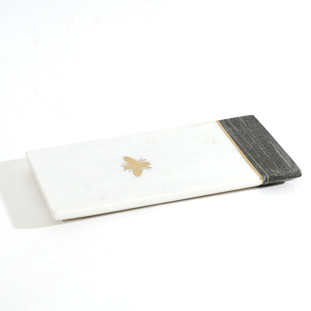 Bee Gold Inlay Marble Valet Tray Medium - Monochrome