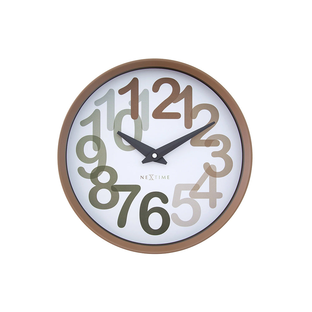 Big Number Wall Clock 30cm - Toffee Brown