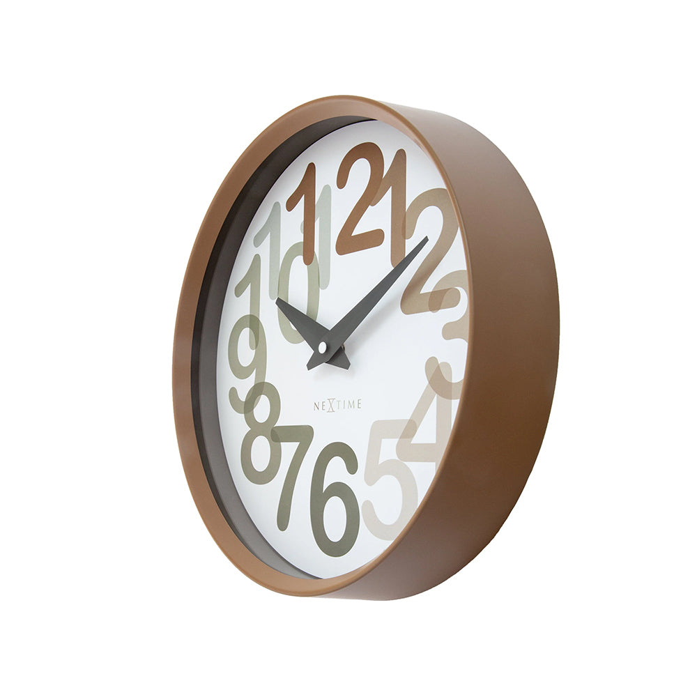 Big Number Wall Clock 30cm - Toffee Brown