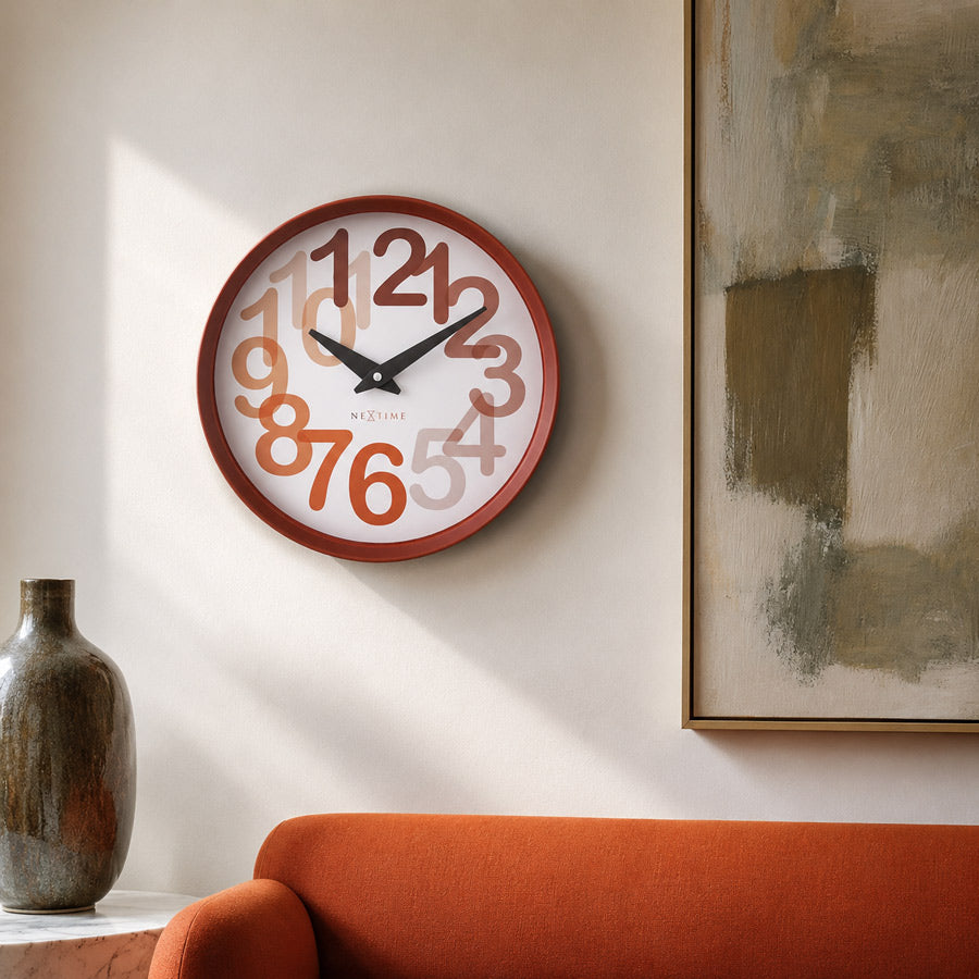 Big Number Wall Clock 30cm - Orange