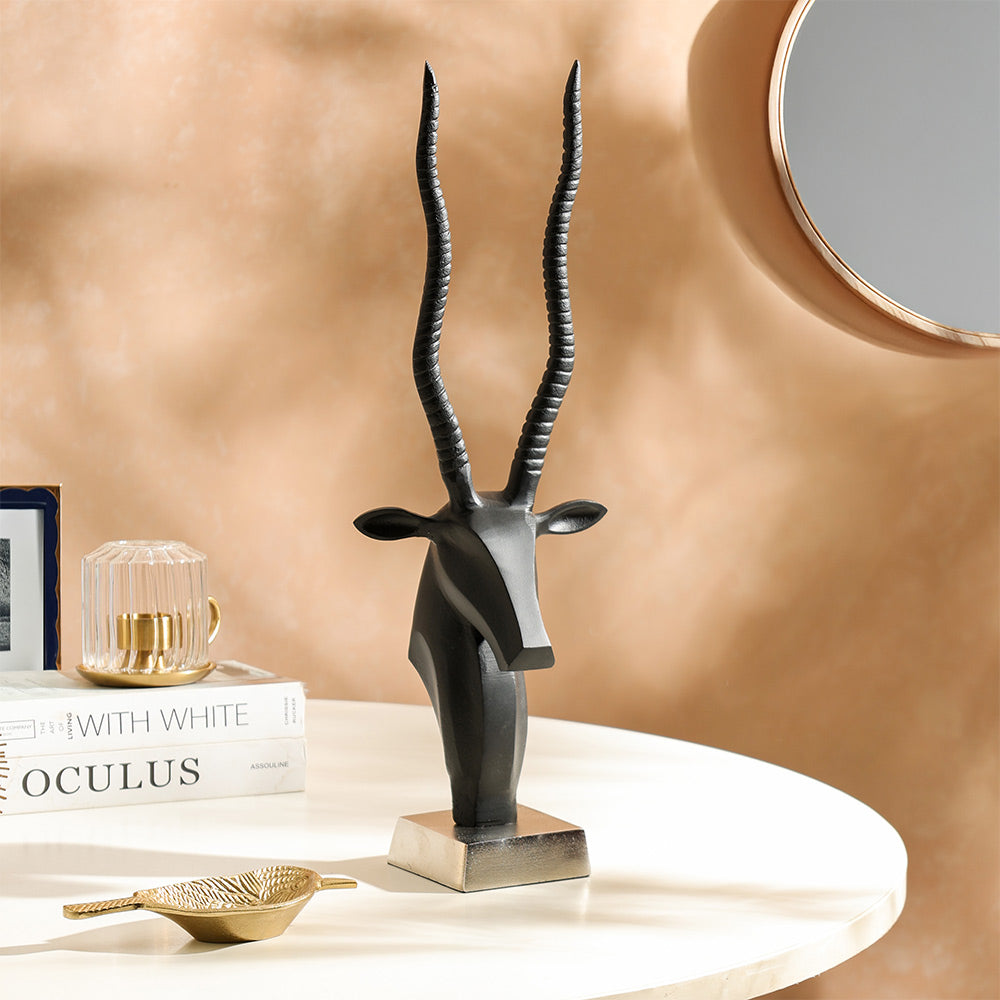 Blackbuck Metal Sculpture XL - Matte Black