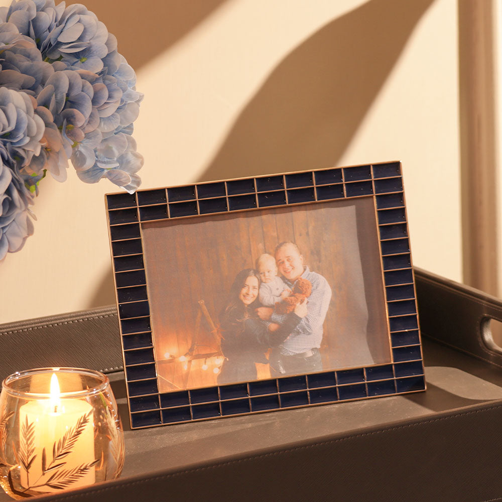 Blaine Photo Frame Large - Blue Gold