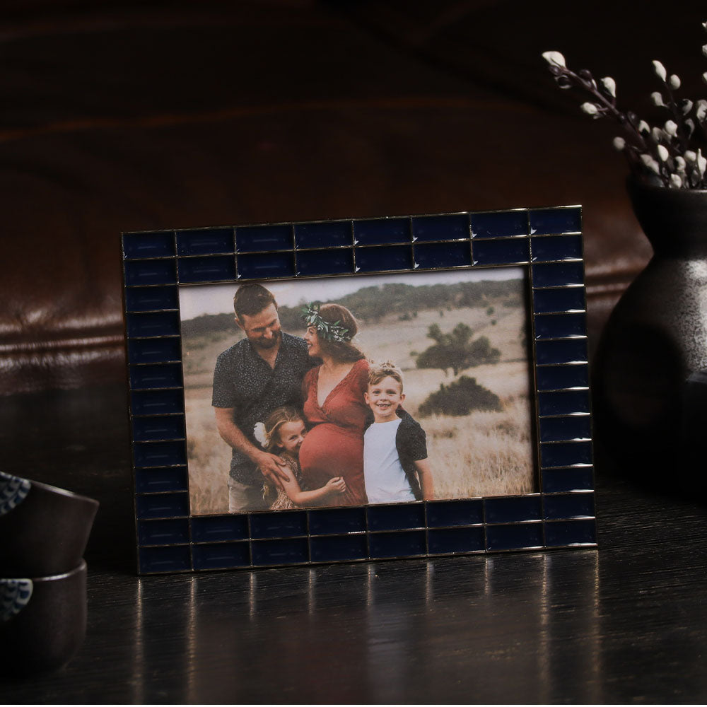 Blaine Photo Frame Medium - Blue Gold