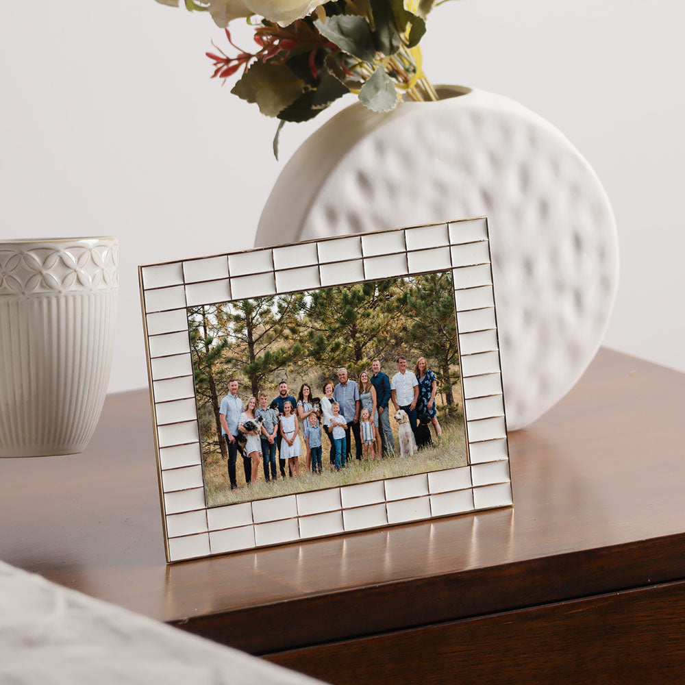 Blaine Photo Frame Medium - White Gold